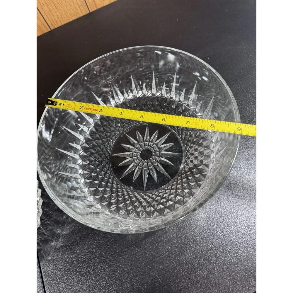 2‎ Arcoroc Clear Glass Serving Bowls Diamond Starburst 9